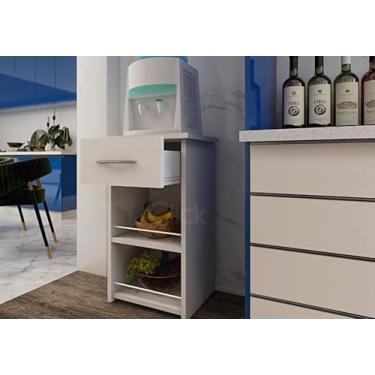 Imagem de Suporte para Purificador de Água com Gabinete, 68 x 36 x 30 cm, Branco, 2 Prateleiras e Gaveta