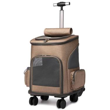 Imagem de Bolsa Mochila Transporte Pet Luxo Com Rodinhas Cães Gatos Viagens - Ni