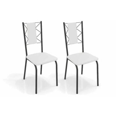 Imagem de Cadeira de Cozinha Lisboa 2C076PRF Aço Kit 2 Un Preto/ano Branco - Kap