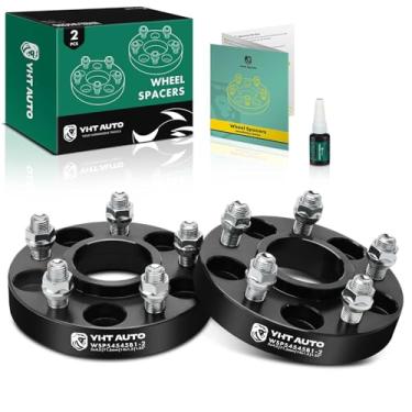 Imagem de YHTAUTO Espaçadores de roda centralizados de cubo 5 x 4,5 de 3,5 cm para Chrysler 300 2005-2023, Dodge Charger, Challenger, Magnum 5 x 114,3 mm espaçadores de pneu com parafusos de 14 x 1,5 mm, furo do cubo de 71,5 mm, 5 terminais, adaptador de roda preta 2 peças