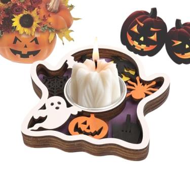 Imagem de Castiçal de Halloween | Castiçal com Abóbora e Fantasma,Peça Central Decorativa de para Decoração de Halloween em Casa Sala de Estar Quarto Festa e Casa de Campo