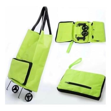 Imagem de Carrinho Compras Feira Sacola Dobravel Carga Portátil Supermercado com Rodinhas Até 10kg