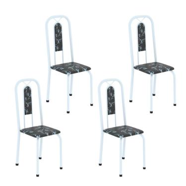 Imagem de Cadeiras para Sala de Jantar 4 Unidades Lívia Preto Floral / Branco
