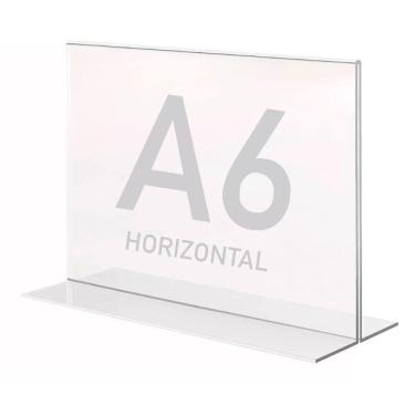 Imagem de Display Expositor T A6 10x15cm Horizontal Acrílico Ps Balcão