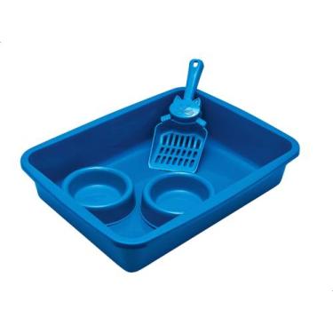 Imagem de Kit Higiene P/ Gatos Caixa Pá Comedouro e Bebedouro Stillpet - STEELLP