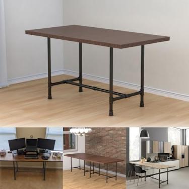 Imagem de Conjunto de pernas de mesa de tubo industrial de 71 cm, base de pernas de ferro de metal preto cinza escuro para café, mesa de extremidade, mesa e mesa de cabeceira, móveis de tubo estilo vintage de