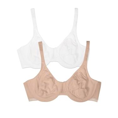 Imagem de Fruit of the Loom Sutiã feminino de algodão elástico extremo conforto, White/Sand, 34DD