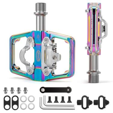 Imagem de CXWXC Pedais de Mountain Bike compatíveis com chuteiras Shimano SPD – Pedal de dois lados, plataforma de bicicleta de 9/40.6 cm e pedais sem clipe para estrada, MTB e bicicletas híbridas