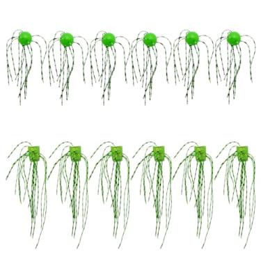 Imagem de 12 peças de iscas de pesca redondas/em forma de dados de silicone feitas à mão com vários tentáculos iscas de plástico macio para peixe-gato, drop shot, finesse, equipamento maluco (verde, (corpo