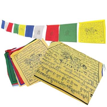 Imagem de Bandeiras de oração tibetana de algodão grande Cavalo de vento Verde Tara Buda de Compaixão Medicina Buda Buda Guru Rinpoche 10 bandeiras
