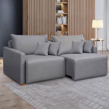 Imagem de Sofá Cama 2 Lugares Júlia Retrátil e Reclinável Linho/Cinza - Celflex,