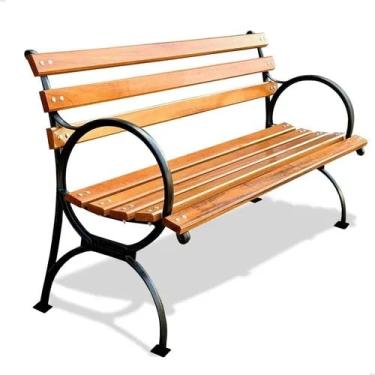 Imagem de Banco De Jardim Arco Íris 8 Réguas Madeira Pé Alumínio 150cm (Preto)