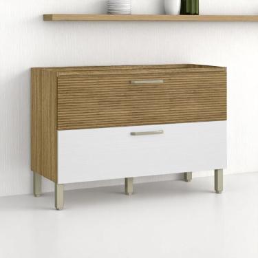 Imagem de Balcão 1 Basculante C/ Gaveteiro 120 Cm Ametista Freijó Supremo Ripado