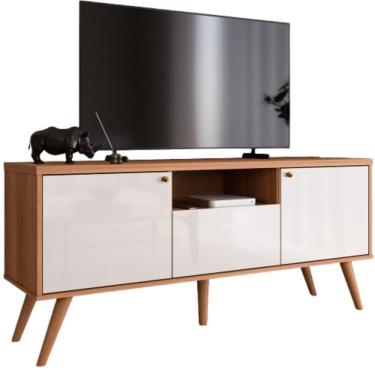 Imagem de Rack Em Mdp 25mm P- Tv Até 70" 1,36m 2 Portas E 1 Gaveta Sevilla Jequitiba-off White Jequitiba-off White