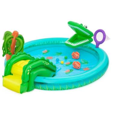 Imagem de Piscina Inflável Infantil Playground Crocodilo 210 Litros com 6 Acessó
