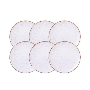 Imagem de Kit Prato Raso Tramontina Rústico Marrom Em Porcelana Decorada 28 Cm 06 Peças