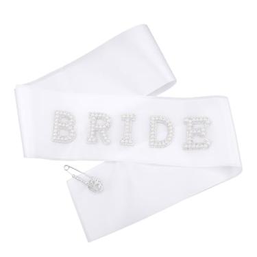 Imagem de Penitue Faixa Noiva, Faixa Pérolas Brancas com Strass e Pregadeira Strass Acessórios Presentes para Noiva Presentes Damas Honor Decorações para Despedida Solteira Artigos Festa Noivado