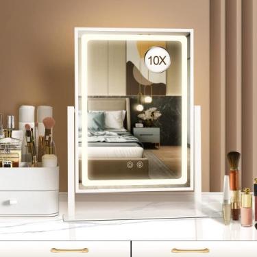 Imagem de Espelho de maquiagem BRIGHTINWD Hollywood Vanity com luzes de 16 poleg
