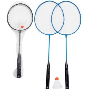 Imagem de Badminton Kit 2 Raquetes e 1 Peteca Conjunto Completo para Iniciantes e Avançados