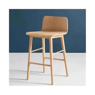 Imagem de Fácil montagem original cor de madeira banco alto bar restaurante casa cadeira de madeira vários tamanhos opcionais (médio)