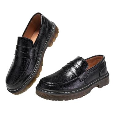 Imagem de CLAKBLRG Mocassins femininos clássicos Penny mocassins femininos modernos para dirigir mocassins femininos, Preto, croco, 35