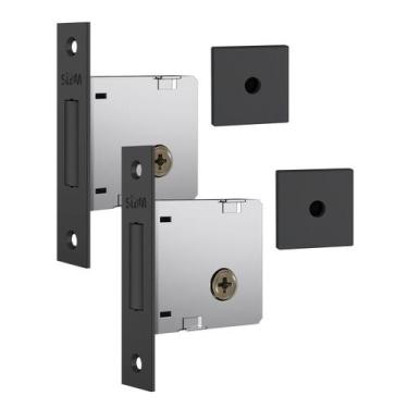 Imagem de Fechadura 1004 (Par) Tetra Auxiliar Ros Quadrada Preto Stam