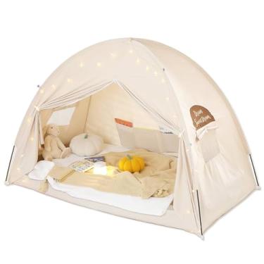 Imagem de Hommi Lovvi Tenda de cama de solteiro para crianças, barraca de dormir blackout interna com dossel dos sonhos, barraca de privacidade respirável para beliches, ideal para quartos com ar condicionado