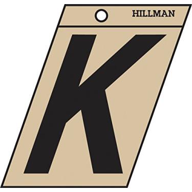 Imagem de Hillman 839420 Sinal autoadesivo com corte angular letra K de 8,25 polegadas, ouro e preto Mylar, 9,5 x 7,5 cm 1 placa