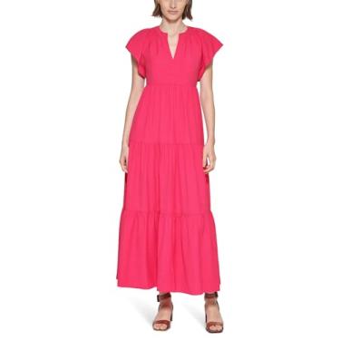 Imagem de Calvin Klein Vestido feminino midi de gaze com manga esvoaçante, Batons, 9