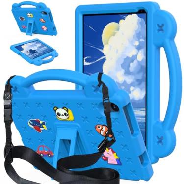 Imagem de YRH Capa para tablet Android Urao C107 25.7 cm 2024, capa infantil EVA à prova de choque com alça de suporte para tablet Urao 25,1 polegadas (azul)