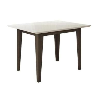 Imagem de Mesa De Jantar Kate 136cm com Vidro Amêndoa/Off White - Poliman - Poli