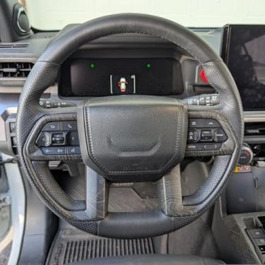 Imagem de KUJOOY Para Toyota Tacoma 2024 2025 para 4Runner 2025 Acessórios interiores decoração painel console central tampa de saída de ar moldura decorativa ABS (grão de madeira preta, capa de volante)