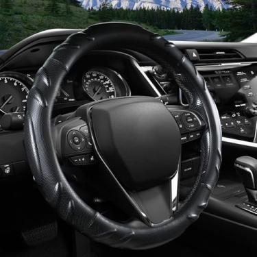 Imagem de CACAWIZ Capa de volante de carro para Toyota - RAV4 Corolla Highlander Camry, design esportivo, preta