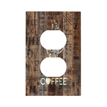 Imagem de Capa de tomada vintage marrom café estilo rústico 1 gangue placa de parede dupla capa decorativa para interruptor de luz receptáculo elétrico placa frontal para quarto de campo