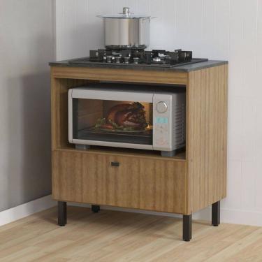 Imagem de Balcão de Cozinha para Cooktop 75 Cm 1 Porta Bl3315 Amêndoa -Tecno Mobili