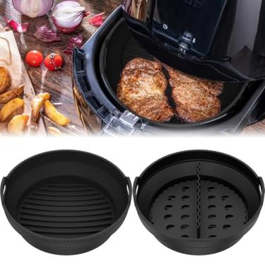 Imagem de DJAPWPX Forros de silicone para fritadeira a ar, fáceis de limpar, práticos, quadrados, forro de fritadeira de ar, de silicone, seguro, de silicone, bandeja de fritadeira, forro reutilizável para