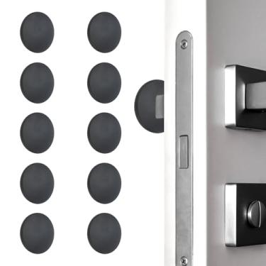 Imagem de PATIKIL 10 peças de protetor de parede para maçanetas de porta, 4 cm, rolhas redondas de silicone, alça autoadesiva, almofada amortecedora, protetor de parede silencioso para geladeira, casa