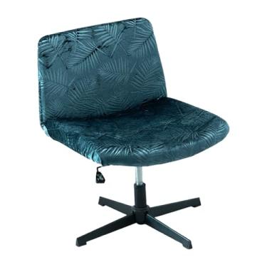 Imagem de Capa para cadeira de escritório sem braços cruzada, capa de veludo com relevo no meio das costas largas para cadeiras de computador e toucador (verde flange)