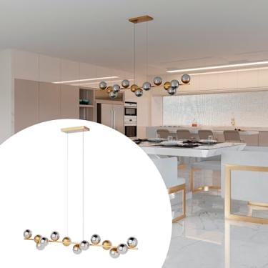 Imagem de Pendente lustres Luminária de Teto Jabuticaba Dourado com 13 Globos de Vidros Fumê 10cm Bivolt aluminio Iluminação Sala, Cozinha, Quarto, Escritorio, Sala de Jantar e Estar