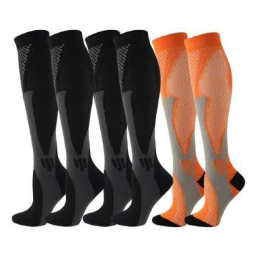 Imagem de Kit 3 Pares Meia De Compressão Esportiva Cano Alto 3/4 Corrida Ciclism