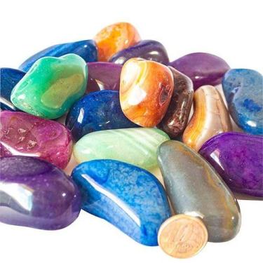 Imagem de 1kg Ágata MISTO Pedra Rolada G Extra 45 mm Aproximadamente - Cristaisd