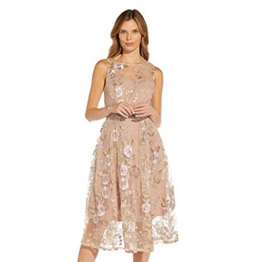 Imagem de Adrianna Papell Vestido feminino rodado bordado floral, Blush Multi, 42