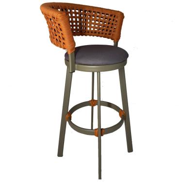 Imagem de Banqueta Somália em Alumínio e Corda Náutica Jardim Trama