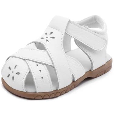 Imagem de Sandálias femininas infantis de couro para meninas, bebês, meninas, princesas, sapatos, F-whtie 5 Petals, 5.5 Toddler