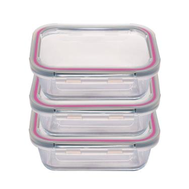 Imagem de Conjunto 3 Potes Pequenos Premium Resistente  640ml Glass&Go Hermético em Vidro