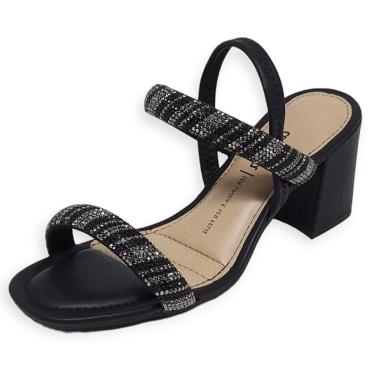 Imagem de Sandalia Feminina Salto Médio Bloco de Brilho Dakota Y6042