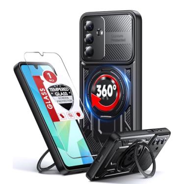 Imagem de LeYi Capa para celular Galaxy A16-5G: com protetor de tela de vidro, [Fit Magsafe] Lente All-Inclusive 16FT Capa de celular resistente com proteção contra quedas com suporte de anel invisível de 160°