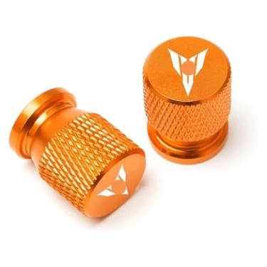 Imagem de 2 tampas de válvula de pneu compatíveis com MT09 MT07 MT10 MT03 MT 09 07 03 10 MT-09 MT-07 MT-10 Tracer 900 700 GT FZ09 XSR700 XSR900 (laranja)