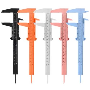 Imagem de 5 peças, régua de medição de sobrancelha de 150 mm, ferramenta de mapeamento de sobrancelha em escala dupla, régua de posicionamento de sobrancelha, mini régua de plástico vernier calibre deslizante