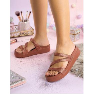 Imagem de Papete Zaxy Glitter Up Feminina 19068, Nude escuro, 36